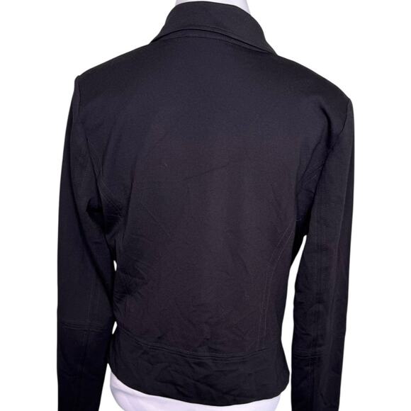 Evereve Black Moto Biker Style Jacket Asymmetrica Silver Zippers Size Medium - Picture 4 of 11